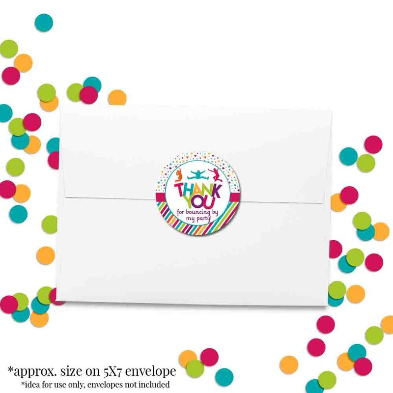 Amanda Creation Jump and Bounce Birthday Party Thank You Sticker Labels, 40 2" Party Circle Stickers by AmandaCreation, Great for Party Favors, Envelope Seals & Goodie Bags - Image 3